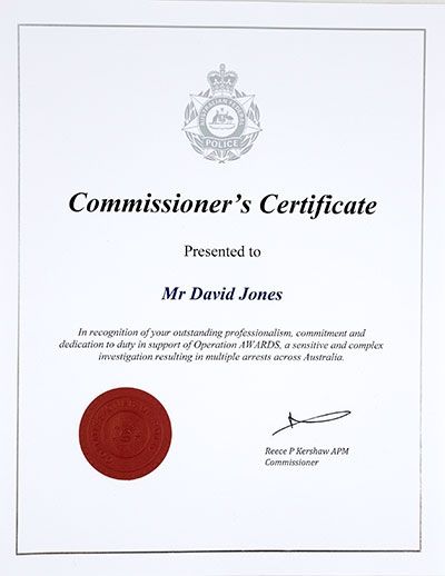 Commissioner’s Certificate