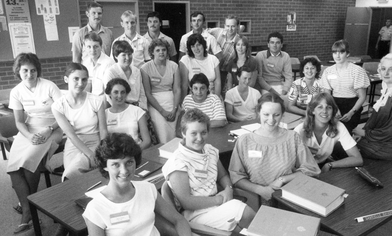 29 November 1982: For the first time an AFP recruit training course was comprised of  significantly more women than men. There were 16 women and 7 men in this intake.  Photo courtesy of ACT Heritage Library: Canberra Times Collection