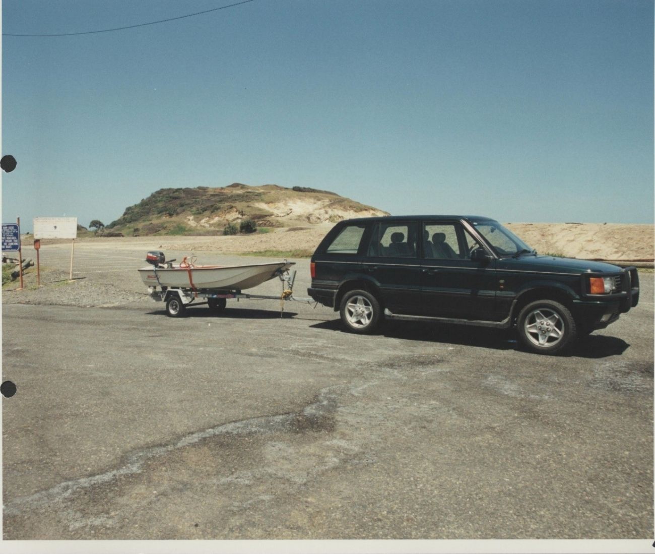 The car and trailer used to land the Boston Whaler in Coffs Harbour on 7 December 1998.