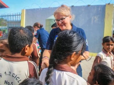 Officers with community in Timor-Leste